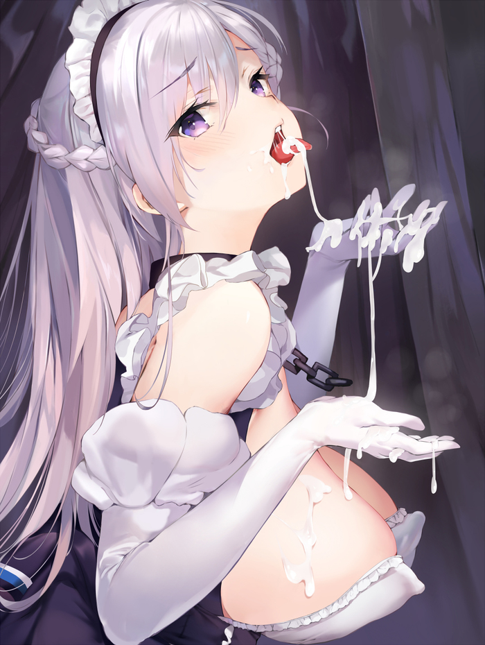 Anime art - NSFW, Anime Art, Azur Lane, Belfast, Аниме, Сиськи