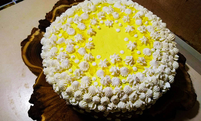 Lemon cake! Lemon pastries - My, Bakery products, Cake, Dessert, lemon cake, , Marshmallow, , Video