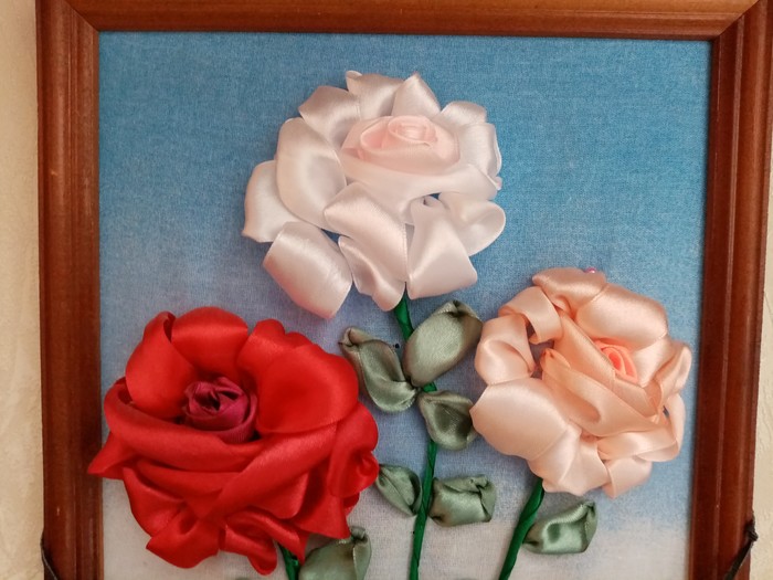 Hobby - My, Embroidery with ribbons, Unusual bouquets, the Rose, Needlework without process, Embroidery