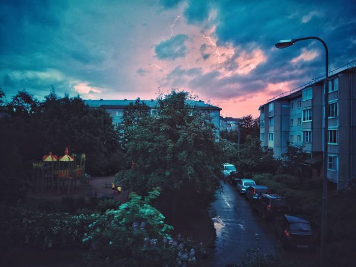 Thunderstorm in the white night - My, The photo, Lightning, Thunderstorm, White Nights, Vsevolozhsk, Olympus