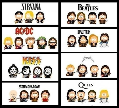we will Rock You - Queen, System of a Down, Metallica, Kiss, Led zeppelin, AC DC, The beatles, Nirvana