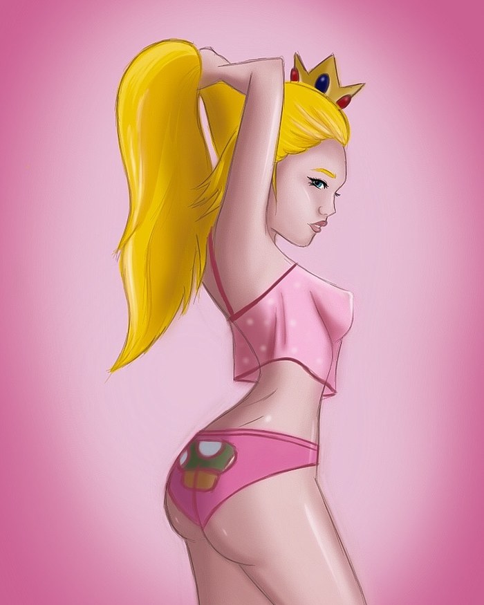 Peach - NSFW, Моё, Рисунок, Princess Peach, Марио