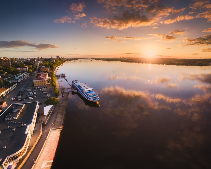 Sunset on the Perm embankment. - My, Permian, Landscape, The photo, Dji, Airbrushing, Quadcopter, Sunset, beauty