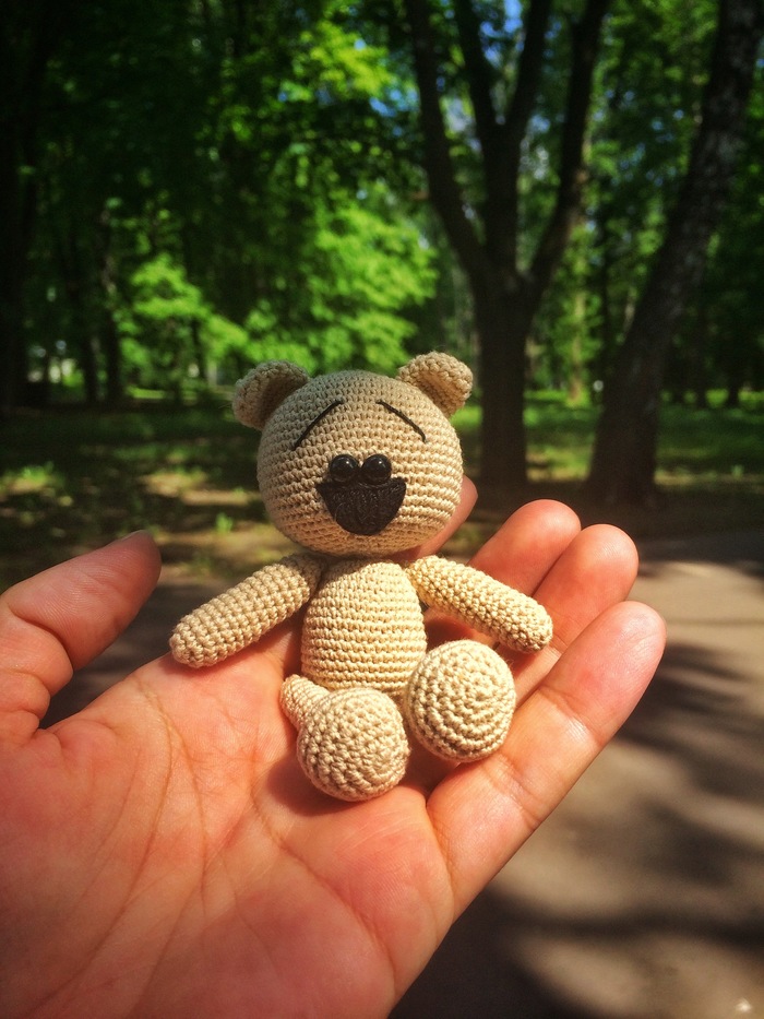 Teddy bear - My, Author's toy, Knitting, Everything for children, Handmade, The Bears, Toddlers, Longpost, For children, Children