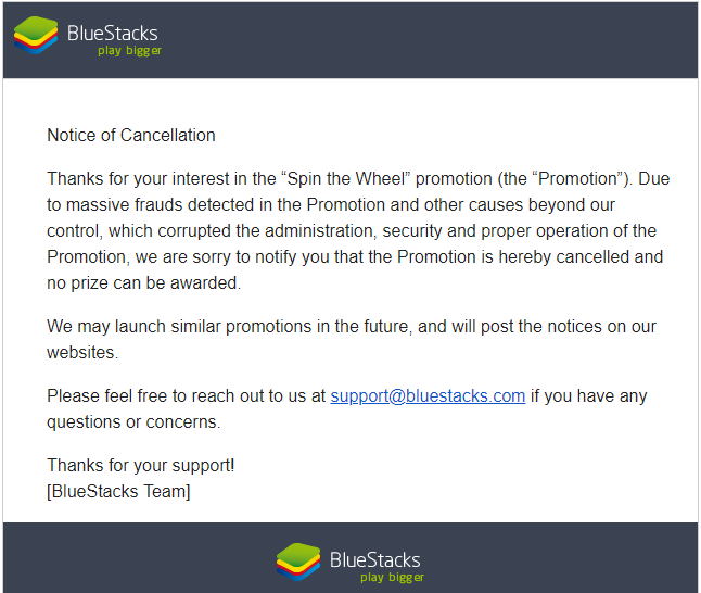 There will be no holiday - Bluestacks cancels prizes won - Bluestacks, Cancellation, Prize, , Longpost, Gift cards and certificates