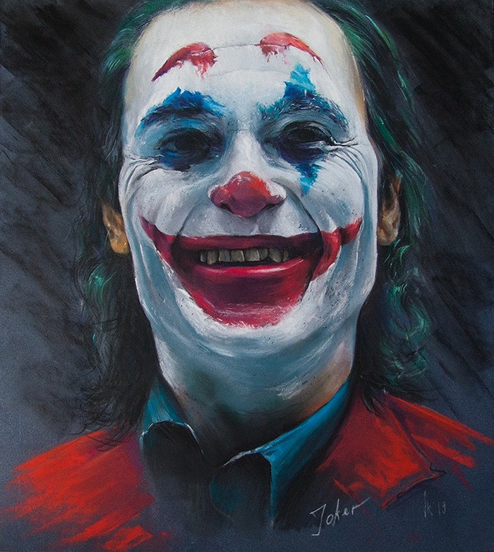 Make a happy face (c) - My, Pastel, Drawing, Movies, Joker, Joaquin Phoenix, Dc comics, Supervillains, Portrait