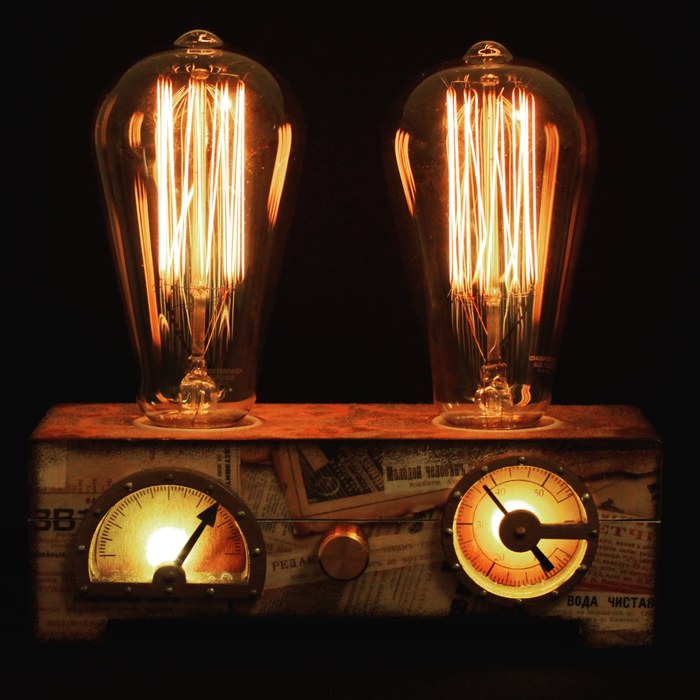 Night light - My, Night light, Steampunk, Edison's lamp, With your own hands, Лампа