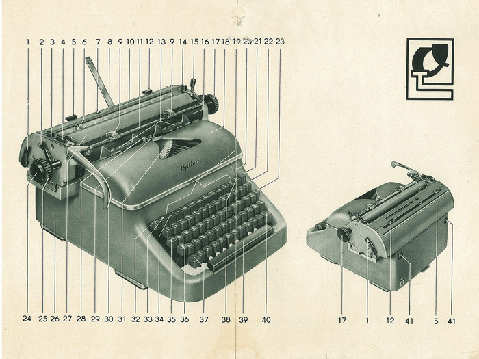 Typewriter Optima M12. - My, Typewriter, Restoration, Painting, Grounding, Retrotechnics, , Optima, Longpost, Technics