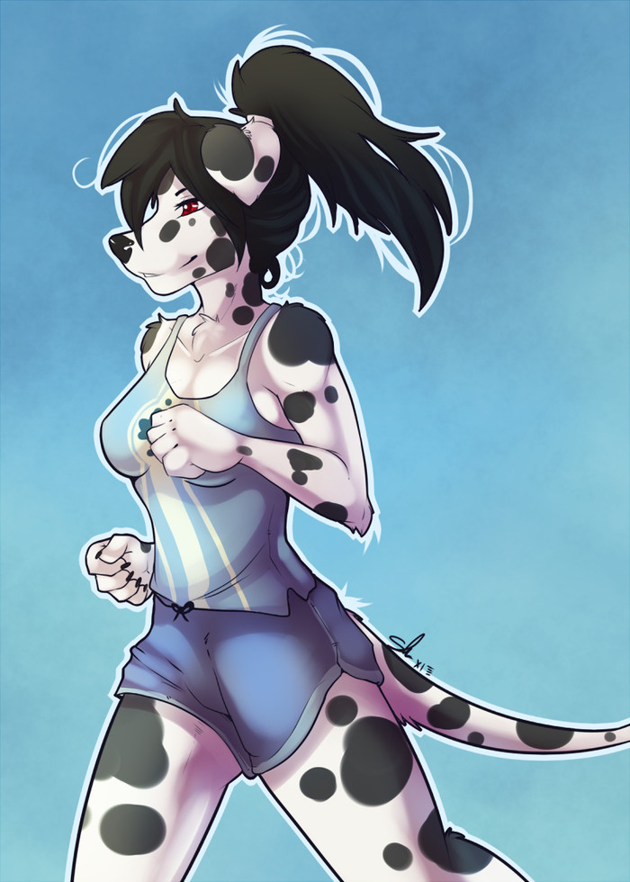 Dalmatian dog girl from my avatar - Dalmatian, Furry, Athletes, Art, 