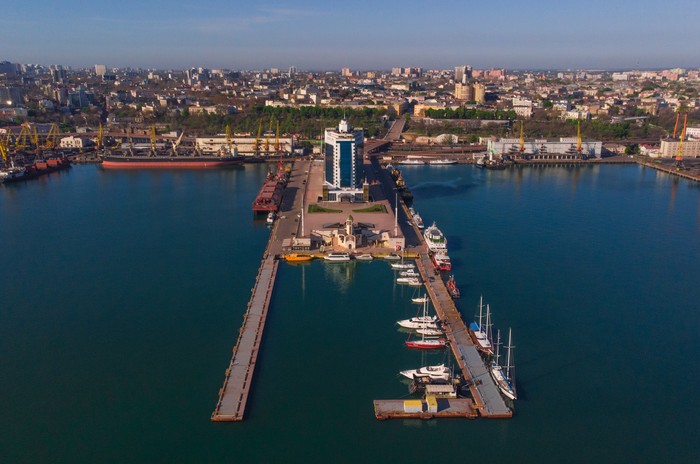 Odessa Sea Port - The photo, Longpost, Lighthouse, dawn, , Drone, Odessa, My, Marine Station