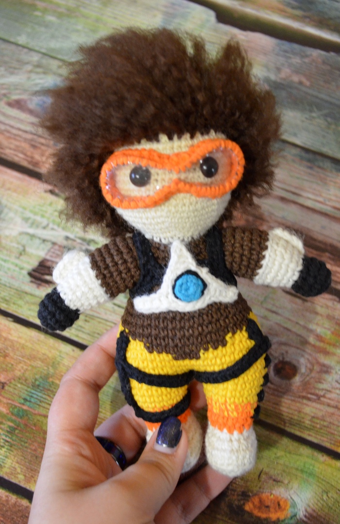 The second Overwatch character is Tracer! - My, Overwatch, Handmade, Needlework without process, Toys, Longpost, Tracer