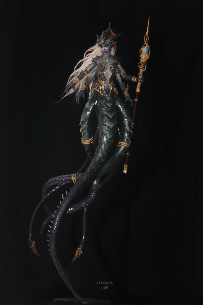 Queen Azshara (World of Warcraft) - handmade collectible figurine - My, World of warcraft, Needlework with process, Figurine, Creation, Handmade, Blizzard, Longpost, Naked, Azshara, Figurines