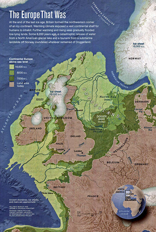 doggerland - Europe, ice Age, Land, doggerland, Flooding