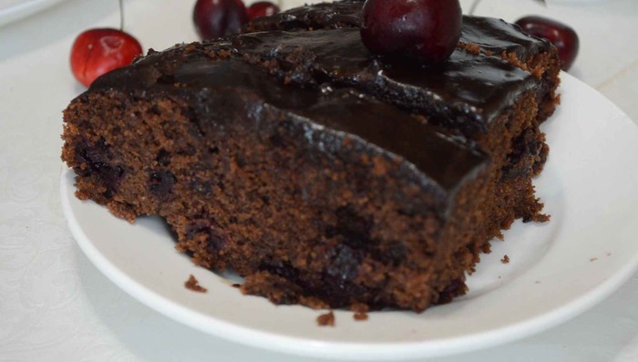 Mannik chocolate (wet) with cherries. - My, Recipe, Video recipe, Mannick, Video, Longpost, Chocolate, Bakery products