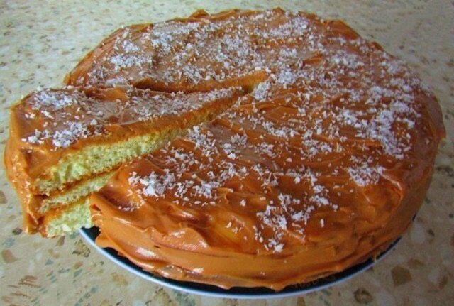 Cake with condensed milk) - My, Food, Cooking