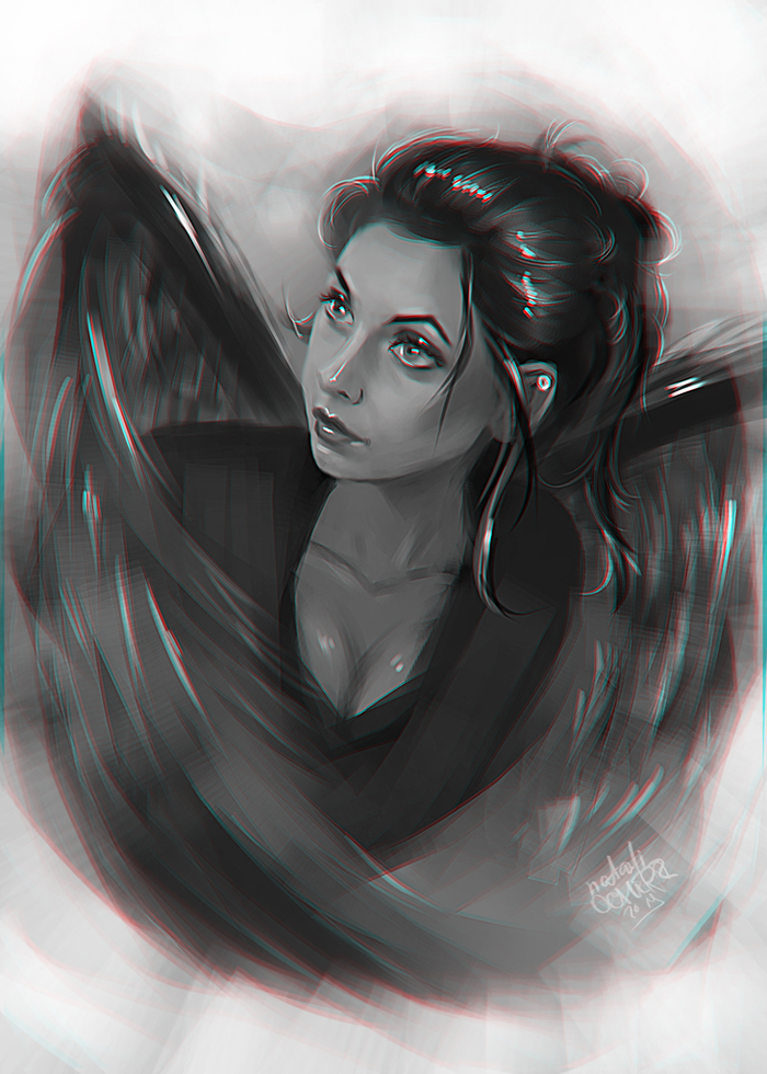 Angel girl - My, Art, Portrait, Girls, Angel, Digital drawing