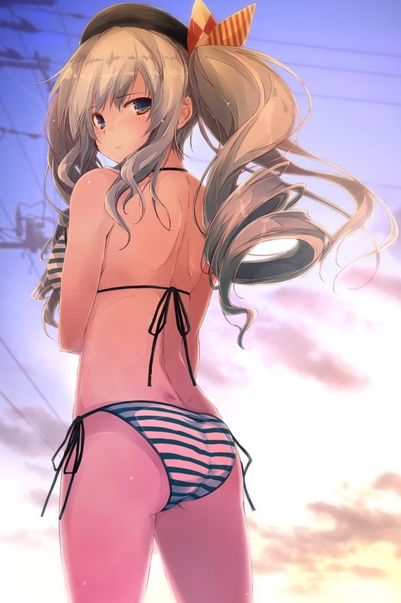 Kashima - NSFW, Kantai Collection, Kashima, Anime Art, Summertime, Аниме, Арт, Купальник, Лето