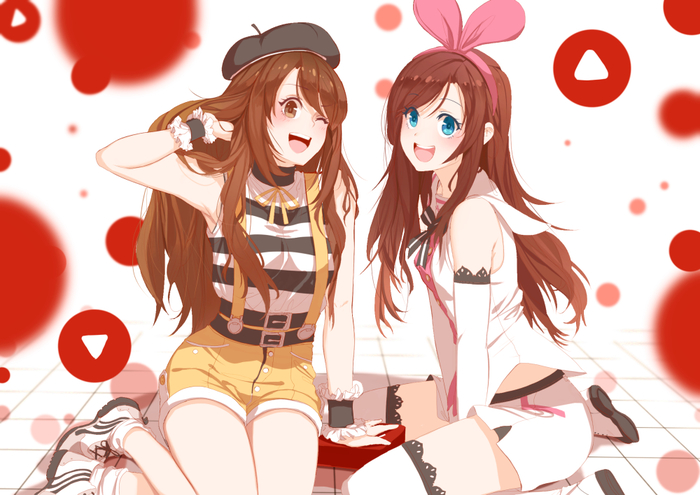 Emirichu & Kizuna Ai - Anime, Kizuna Ai, Dishwasher1910, Anime art, Virtual youtuber, Not anime