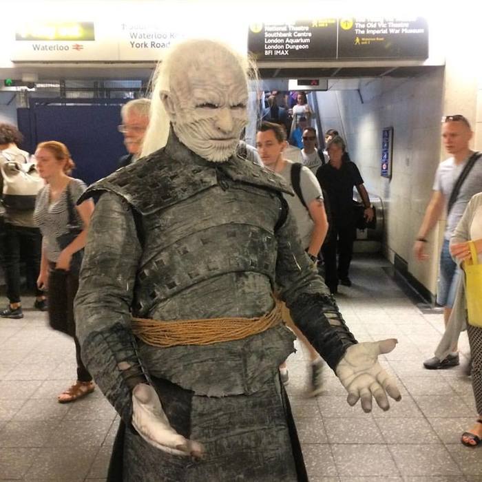 Went down the subway in the morning, and there the Night King raises the dead... - My, Serials, Game of Thrones, Cosplay, London, Metro, Morning, White walkers