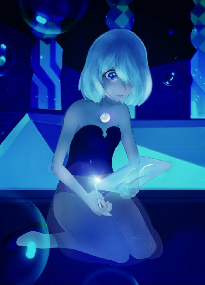 blue pearl - My, Art, Drawing, Steven universe, I want criticism, Animated series, Blue Pearl