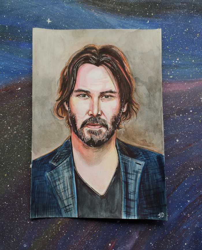 Keanu Reeves - My, Keanu Reeves, Drawing, Watercolor, Art, Portrait, Actors and actresses