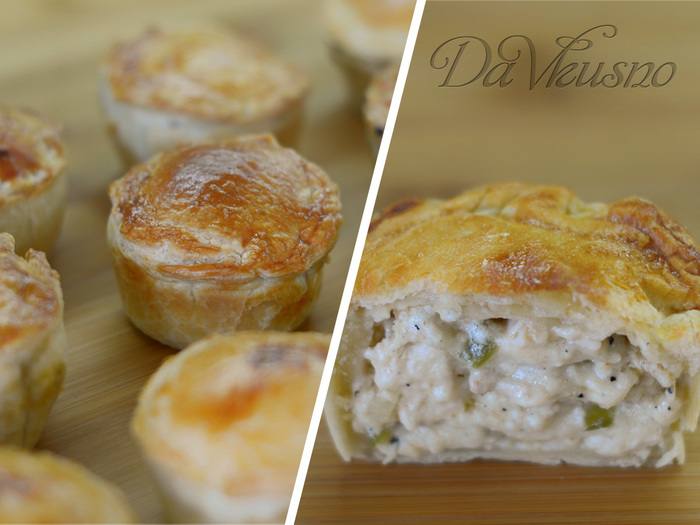 Puff pastry muffins with chicken - My, Cooking, Video recipe, , , Muffins, Video, Longpost