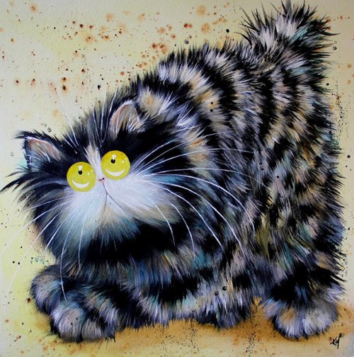 Funny cats Kim Haskins. - cat, Drawing, Positive, Longpost