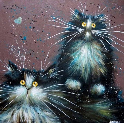 Funny cats Kim Haskins. - cat, Drawing, Positive, Longpost