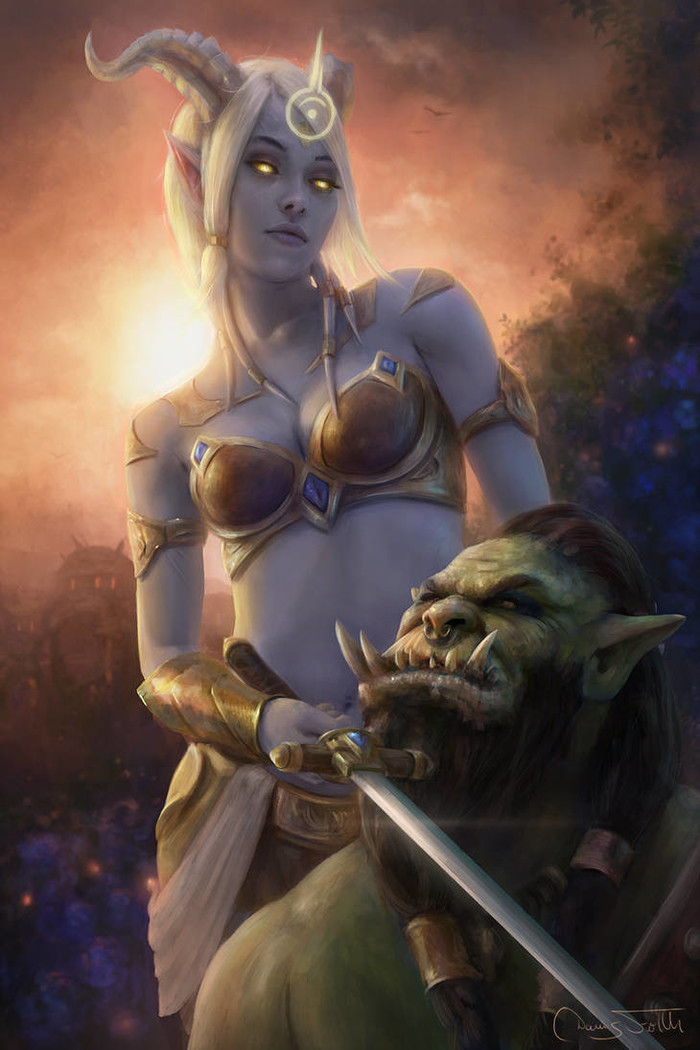 Victory or death. - Art, Fan art, Battle, Draenei, Orcs, Horde, Alliance, World of warcraft