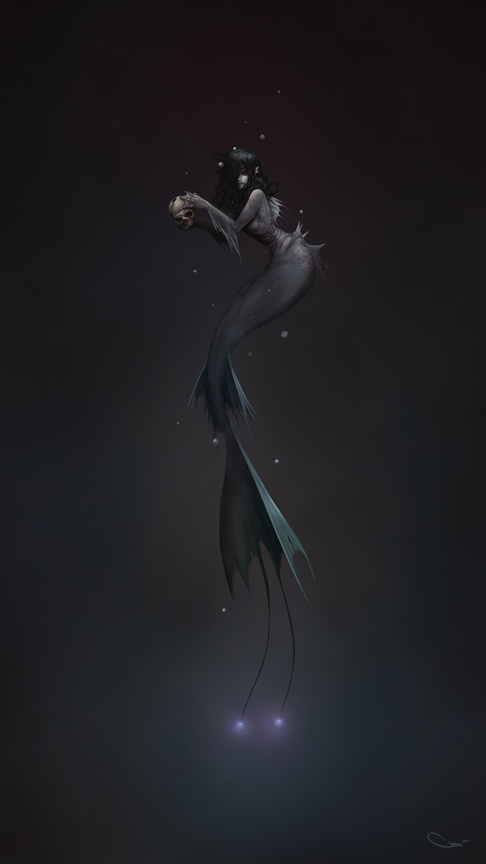 Mermaid - Art, Digital drawing, Mermaid, Scull, Kripota, Darrengeers, Longpost