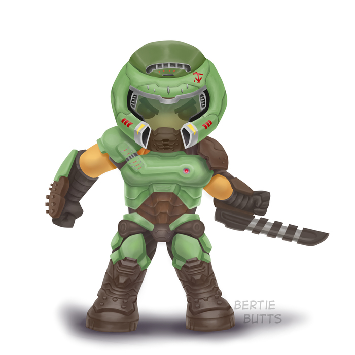 Rock Cookie - My, Cookie, Doom, Doomguy, Drawing, SAI, Games