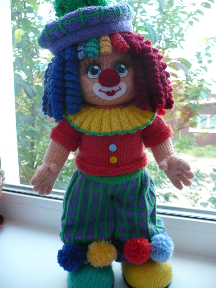 Curly Yashka - My, Clown, Toys, Longpost, Needlework without process, Knitting