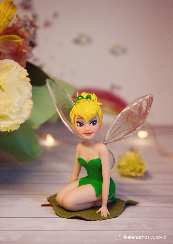 Tinker Bell (Ding Ding) made of colored polymer clay and epoxy resin - My, Fairy Tinker Bell, Polymer clay