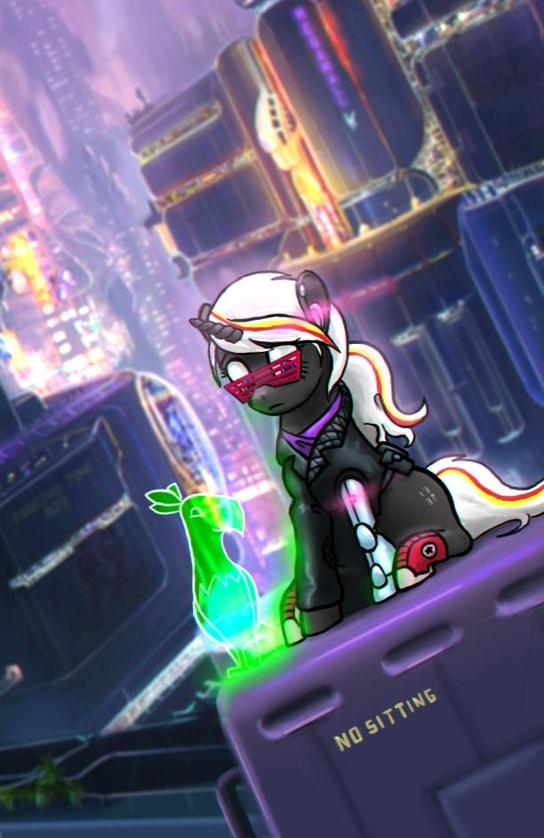 cyberponk - My little pony, Velvet remedy, Phoenix, Cyberpunk, Art