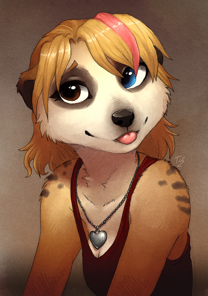 Meerblep - Фурри, Furry Art, Сурикат, Портрет, Гетерохромия, Blep, Tasanko