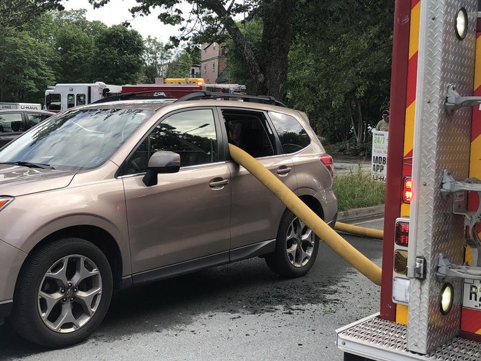 Firefighters had to break the glass in the car blocking access to the hydrant - Firefighters, Hydrant, USA, Reddit