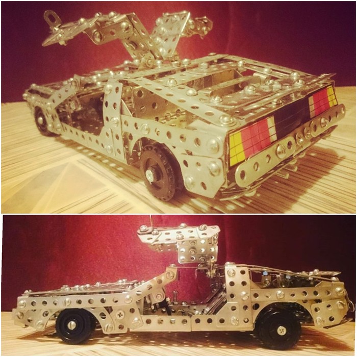 DeLorean DMC-12 - My, Delorean, Scale model, Retro car, Constructor, Homemade, Назад в будущее, Modeling, Car modeling, Back to the future (film)