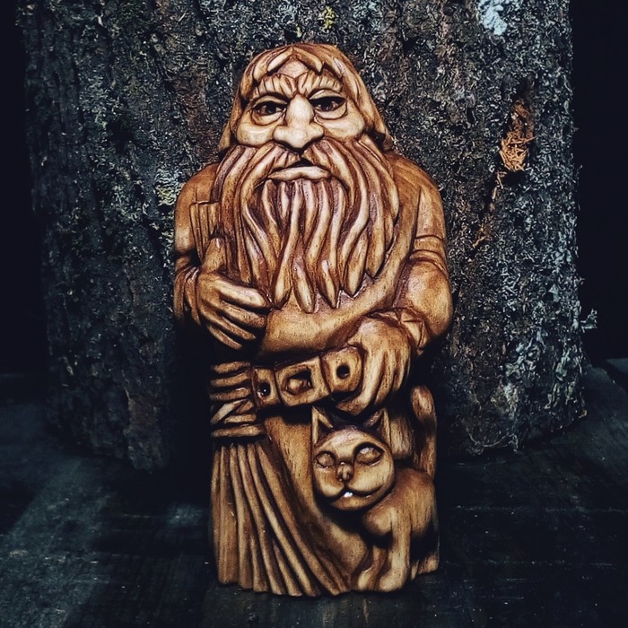 Brownie. Linden material. Height 13cm. - My, Wood carving, Slavic mythology, Thread, Longpost