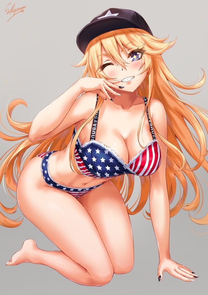 Iowa (Artist: Sakiyamama) - NSFW, Kantai collection, Anime, Anime art, Uss Iowa, Sugoi dekai, Swimsuit, Sakiyamama