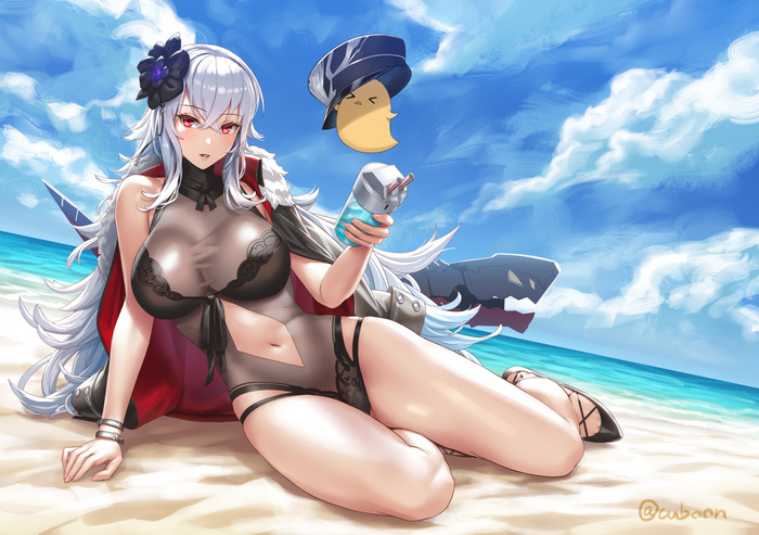 Graf Zeppelin - NSFW, Azur lane, Graf Zeppelin, Sugoi dekai, Anime art, Anime, Art, Summer