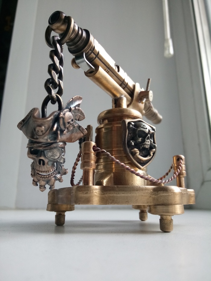 Brass handle on a stand Pirate gun - My, Pirates, Pirates of the Caribbean, The Pirate Bay, , Needlework without process, Video, Longpost