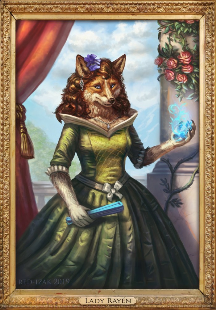 Lady Rayn - Red-Izak, Furry, Art, Fox, Painting