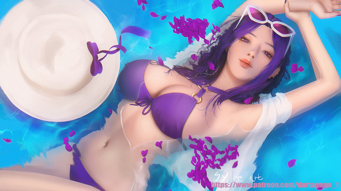 Caitlyn - Art, Drawing, League of legends, Caitlin, Swimsuit, Games, Computer games, 