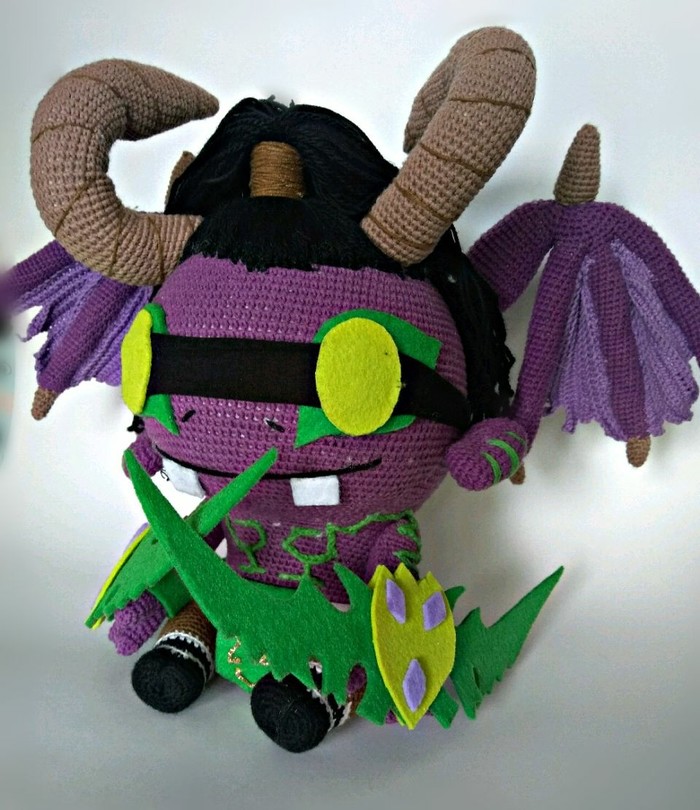 Illidan Stormrage/Murloc - My, Needlework without process, Knitted toys, Wow, World of warcraft, Longpost