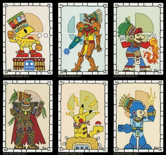 Game characters in the style of Mayan drawings - Art, Mayan, Video game, Longpost, Characters (edit), A selection