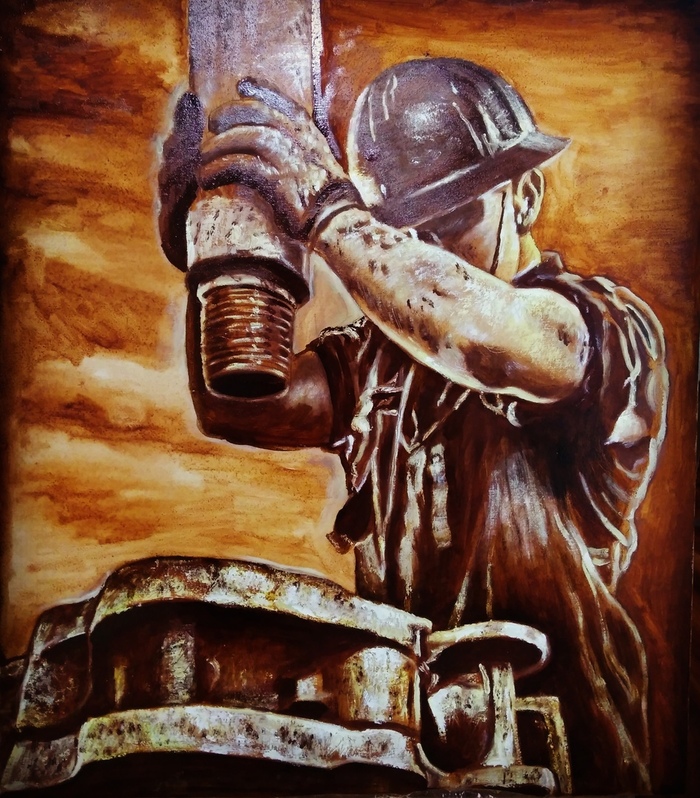 Oil painting Drill baby drill 60x70, 2019 - My, Oil, Oil & Gas, , , , Rosneft, Lukoil, Gazprom, Longpost