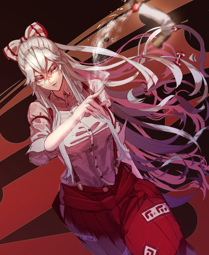 Fujiwara No Mokou - Touhou, Fujiwara No Mokou, Anime Art, Аниме, Не аниме, Kikimifukuri