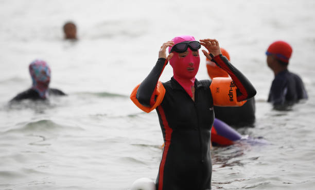 Facekini, increasingly gaining popularity on the beaches of China... . - China, Chinese, Swimsuit, Costume, Mask, Oddities, Interesting, , Longpost