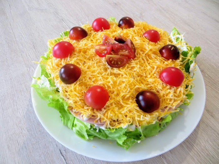 salad cake - My, Cooking, Recipe, Salad, Other cuisine, Yummy, Cook at home, Video recipe, Video, Longpost