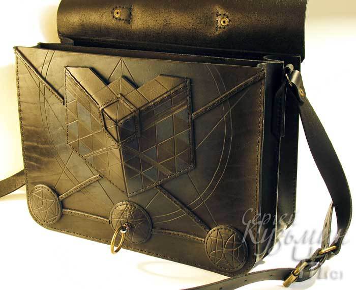 Bag Sacred geometry of Fibonacci - My, Leather, Handmade, Сумка, Longpost, With your own hands, Leather products, Leather craft